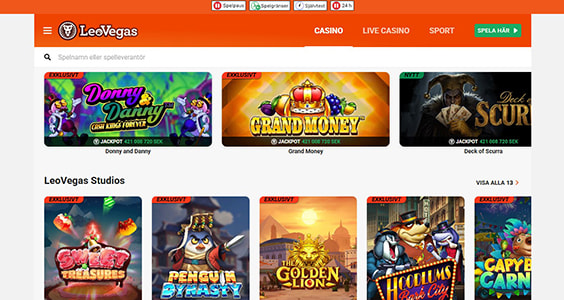Delar av LeoVegas spelutbud